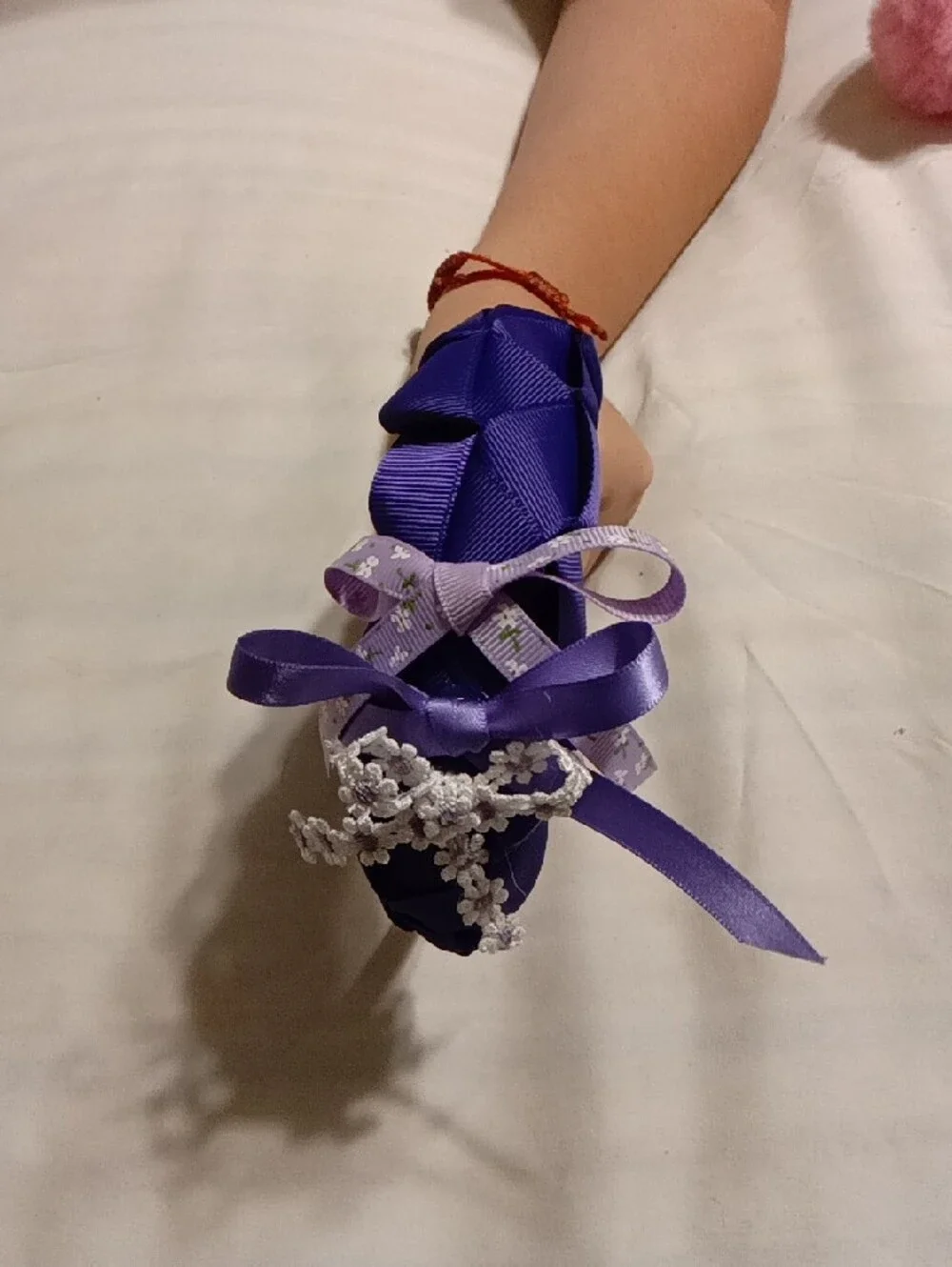 Purple Kids Headband with Pom Pom Pen and Braid Accent